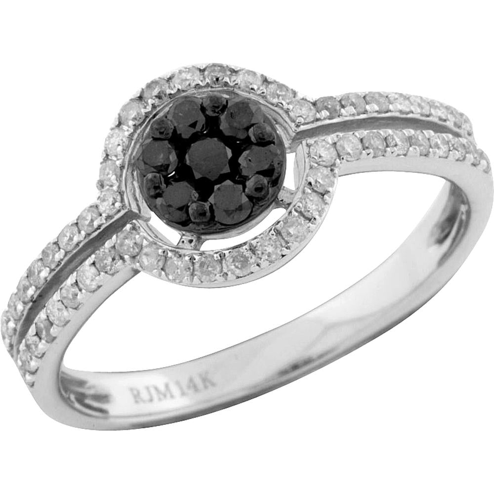 Luxe 14K White Gold Black and White Diamond Ring - 0.30 Carat Total Diamond Weight