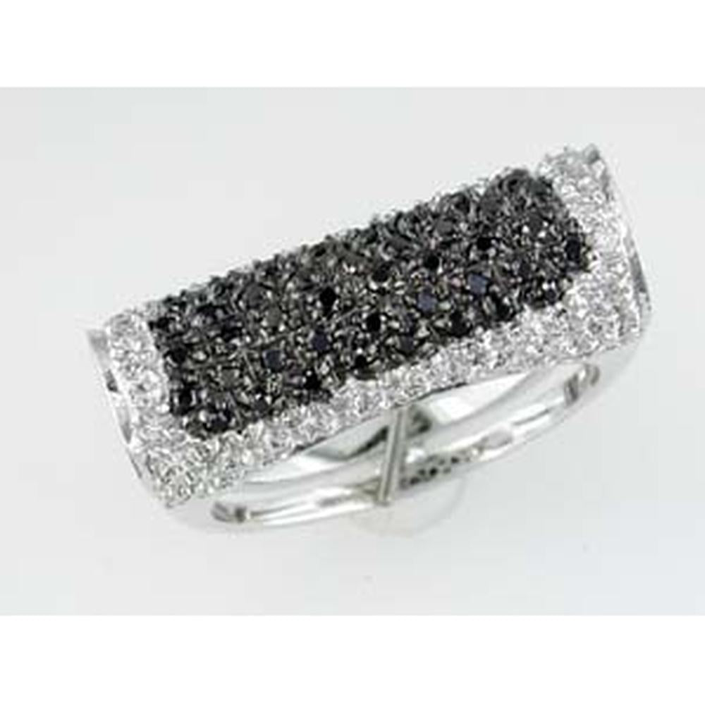 Luxe 14K White Gold Black Diamond & Diamond Ring - Exquisite Statement Piece