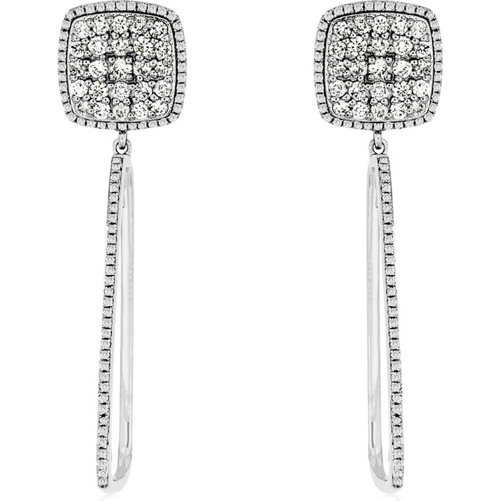 Luxe 14K White Gold Diamond Earrings - 1.47 Carat Total Diamond Weight