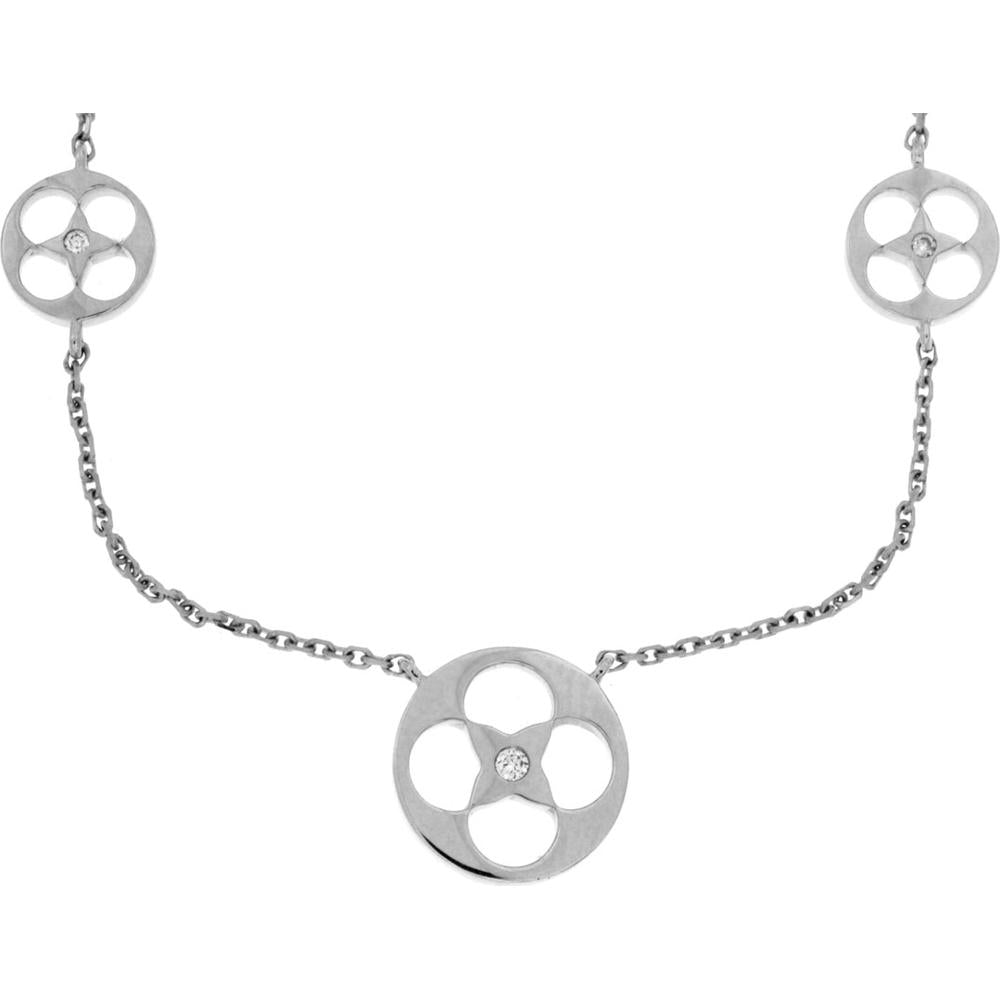 Luxe 14K White Gold Diamond Station Necklace - 0.09 Carat Total Diamond Weight