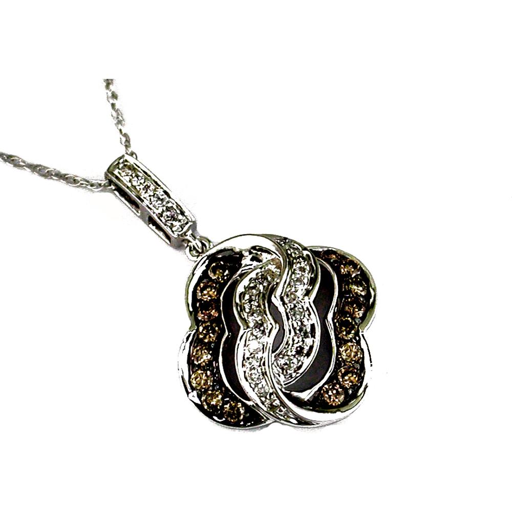 Luxe 14K White Gold Pendant with Sparkling Diamond & Mocha Diamond Fusion
