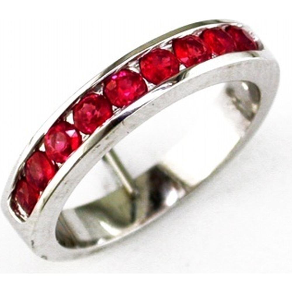 Luxe 14K White Gold Ruby Band - Timeless Elegance