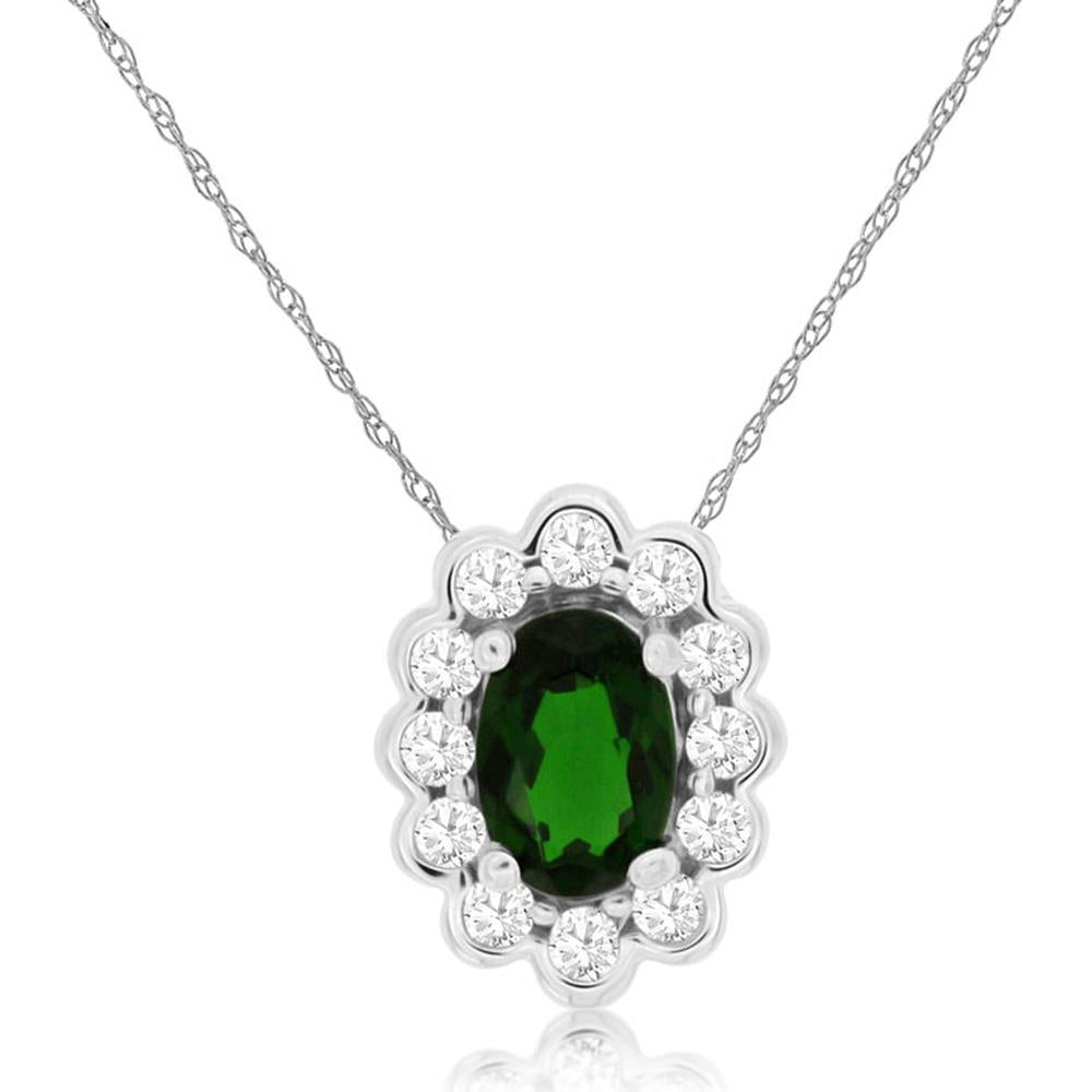 Luxe 14K White Gold Russalite and Diamond Halo Pendant