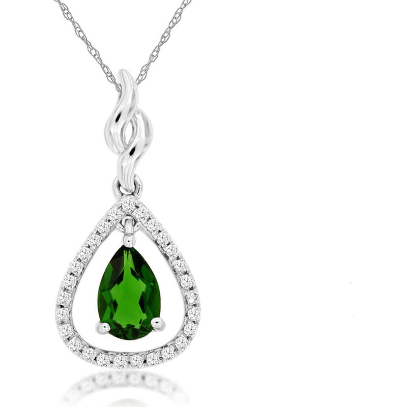 Luxe 14K White Gold Russalite and Diamond Pear Pendant