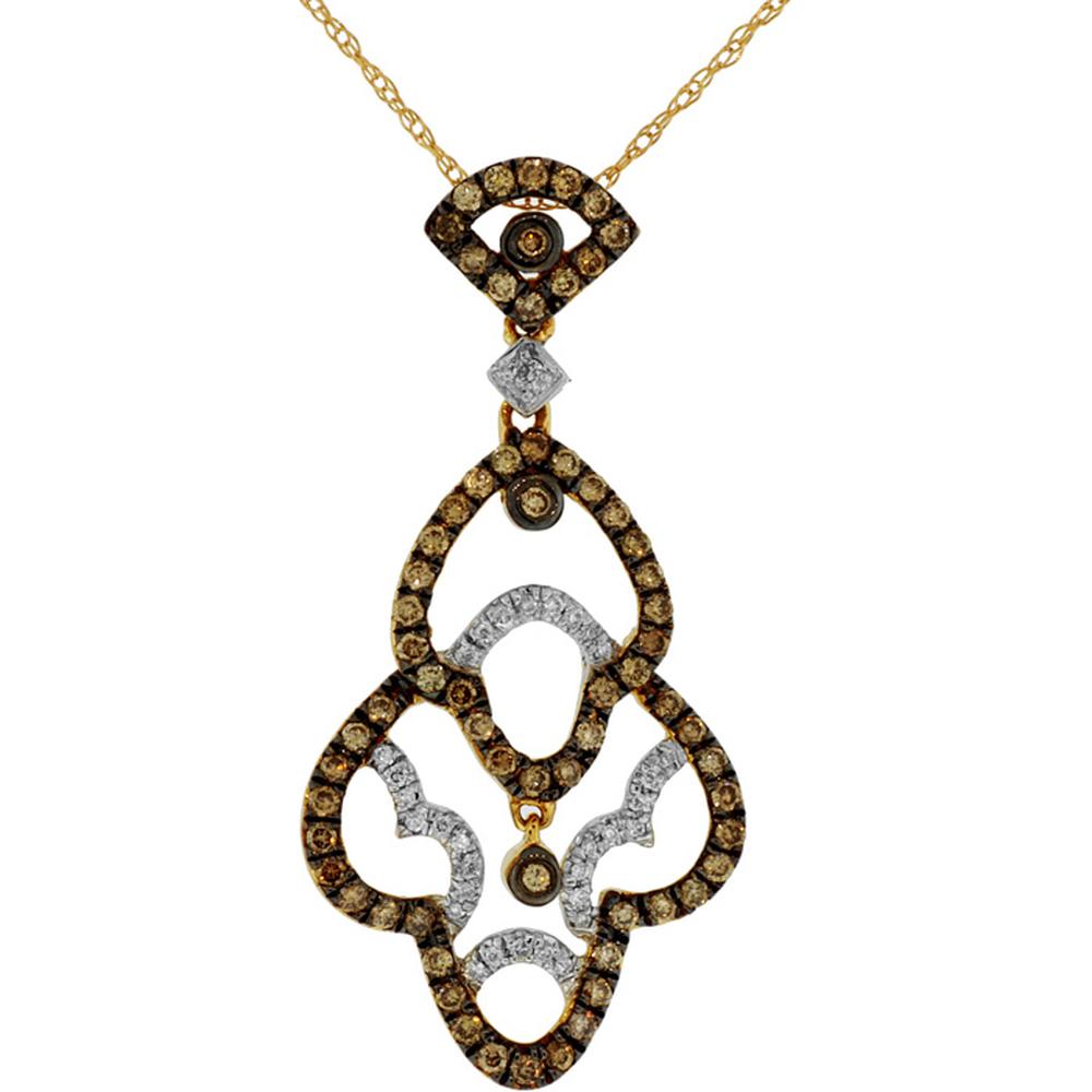 Luxe 14K Yellow Gold Fancy Diamond Pendant with Mocha Diamond - 0.54 Carat Total Diamond Weight