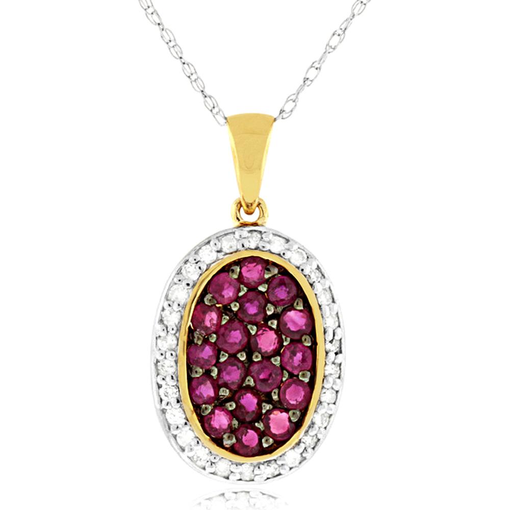 Luxe 14K Yellow Gold Ruby and Diamond Pendant - Radiant Elegance