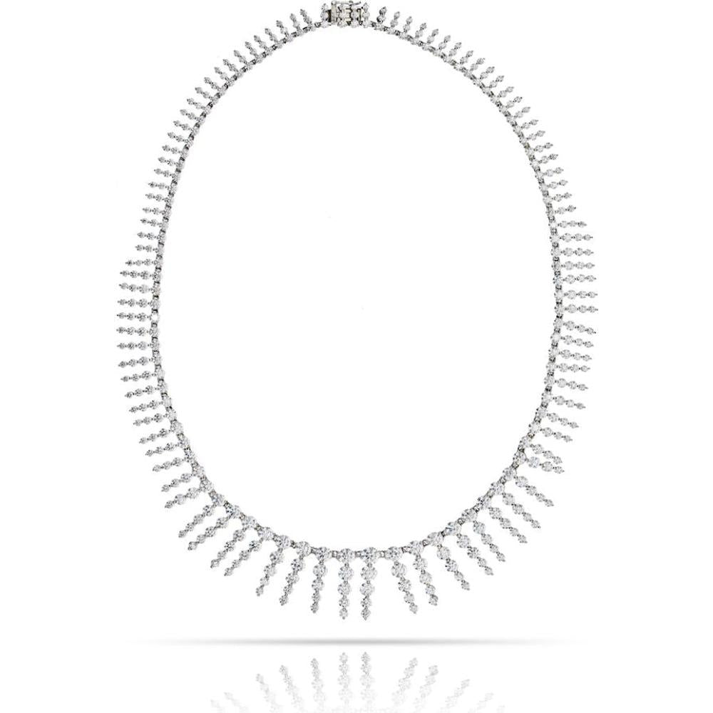 Luxe 18K White Gold 35 Carat Diamond Statement Bib Necklace