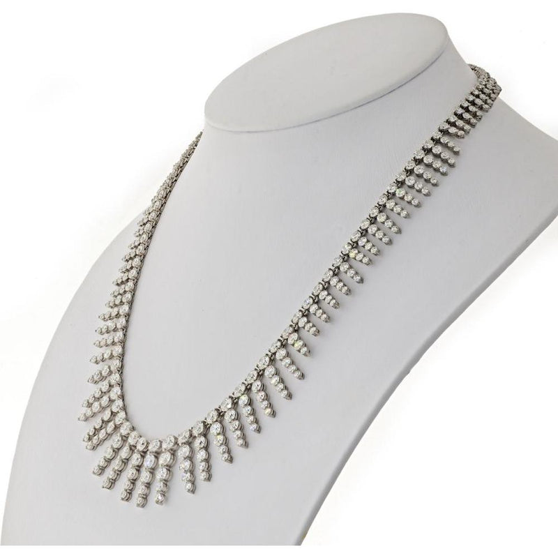 Luxe 18K White Gold 35 Carat Diamond Statement Bib Necklace