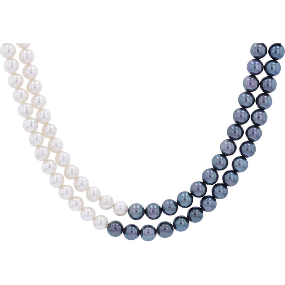 Luxe 18K Yellow Gold Black & White Pearl Necklace - Timeless Elegance