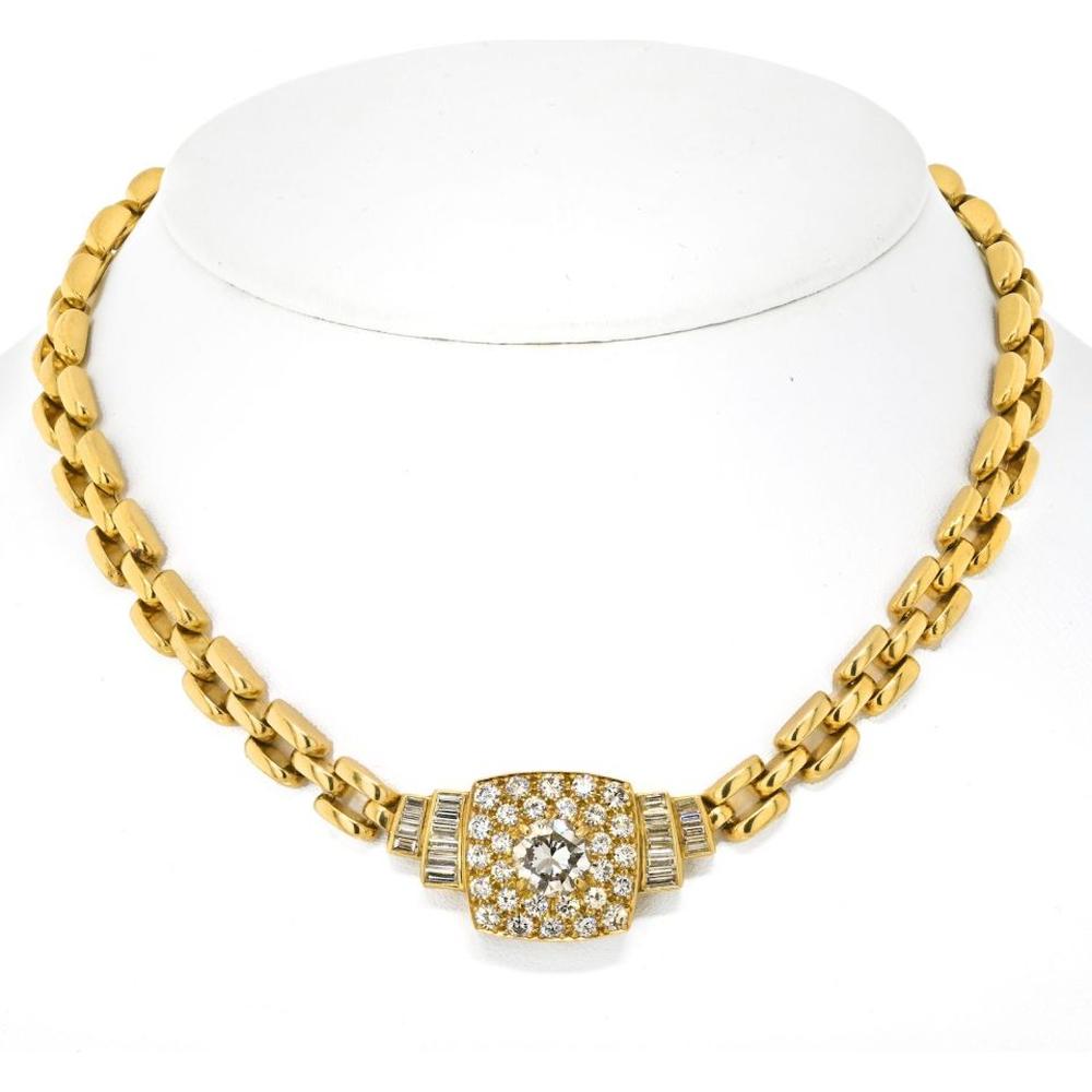 David Webb Luxe 18K Yellow Gold Diamond Choker Necklace - 6.40 Carat Total Diamond Weight