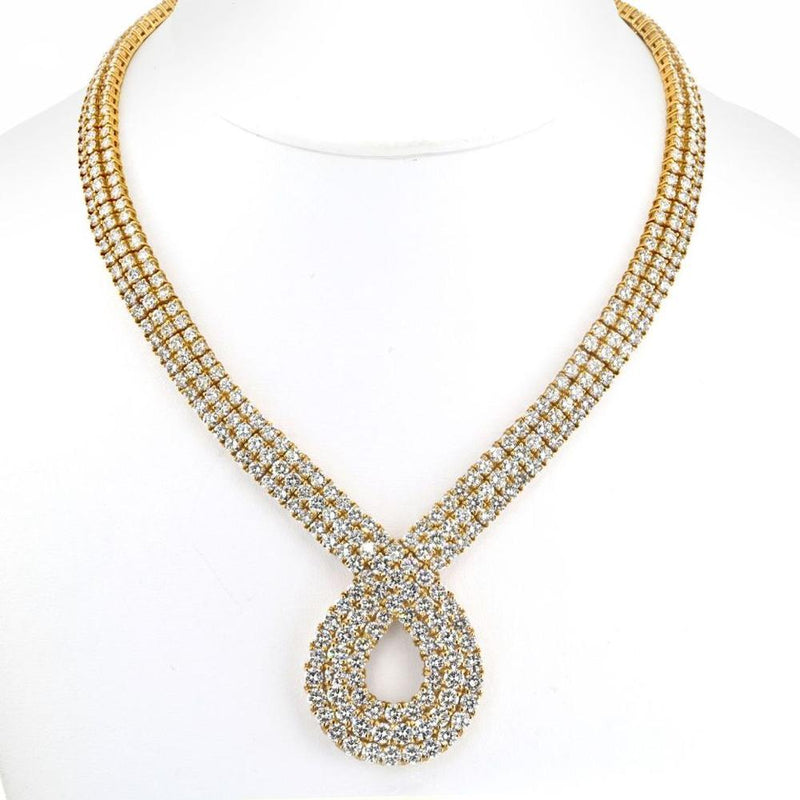 Luxe 18K Yellow Gold Scrolling Diamond Necklace - 48.00 Total Carat Weight Diamonds