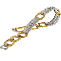 David Webb Luxe Beauty 25.00 Total Carat Weight Diamond & Emerald Collar Necklace in Platinum & 18K Yellow Gold