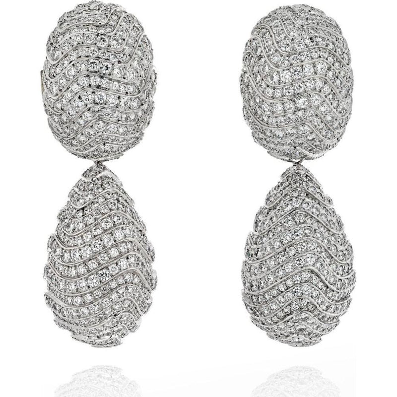 Luxe Diamond Drop Earrings - David Webb Platinum & 18K White Gold Bouquet Brilliance