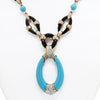 Luxe Kutchinsky Platinum & 18K Yellow Gold Turquoise Onyx Diamond Pendant Necklace
