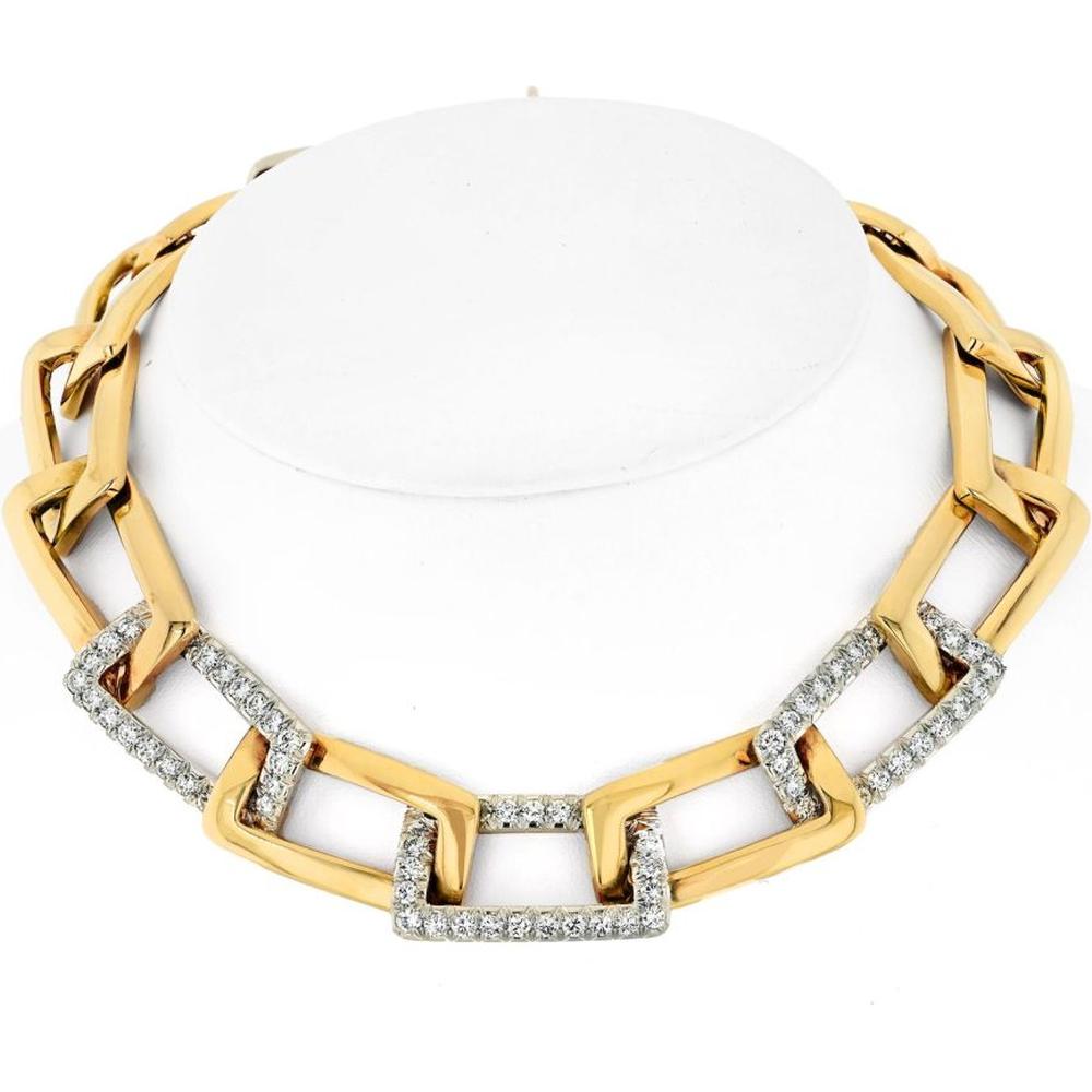Luxe Radiance - David Webb Platinum & 18K Yellow Gold Open Link Collar Necklace