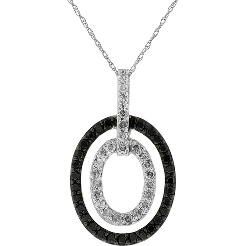 Luxe Royal 14K White Gold Black & White Diamond Halo Pendant