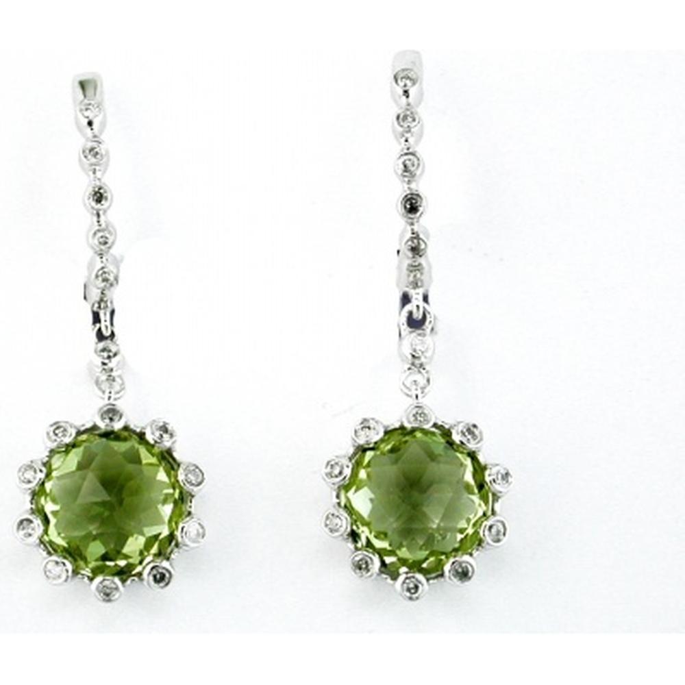 Luxurious 14K White Gold Diamond & Lemon Quartz Oval Earrings