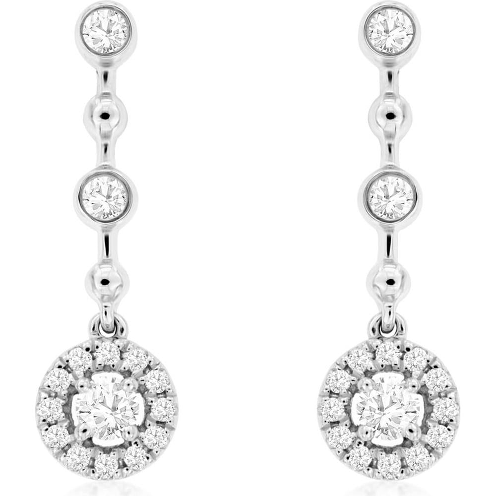 Luxurious 14K White Gold Diamond Earrings - 0.27 Carat Total Weight