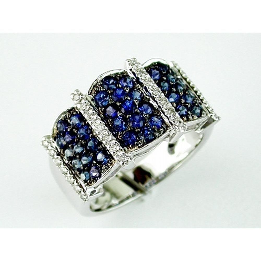 Luxurious 14K White Gold Sapphire and Diamond Ring - 1.40 Carat Sapphire, 0.18 Carat Diamonds