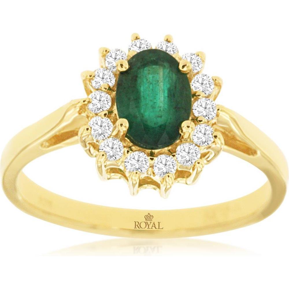 Luxurious 14K Yellow Gold 0.30 Carat Emerald & 0.65 Carat Diamond Ring