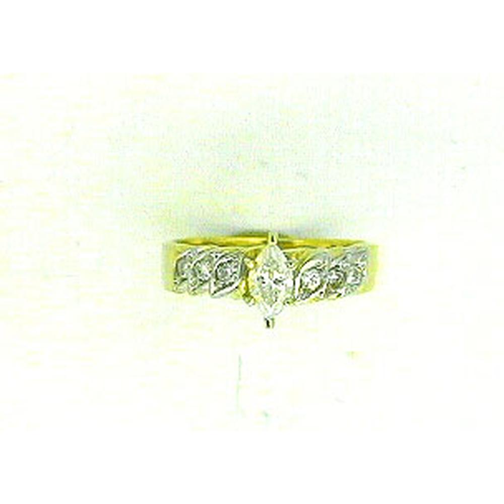 Luxurious 14K Yellow Gold 0.38 Carat Marquise Center Diamond Engagement Ring
