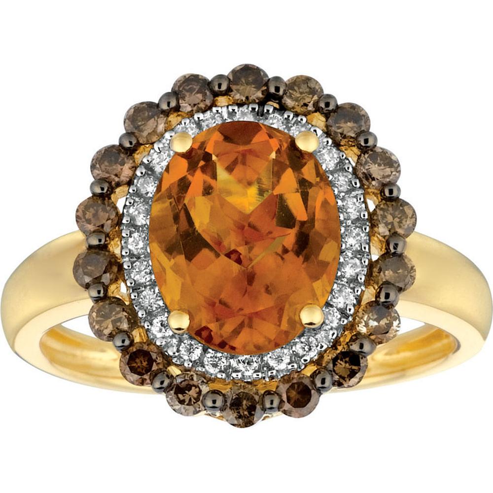 Luxurious 14K Yellow Gold 2.25 Carat Citrine & 0.50 Carat Diamond Ring