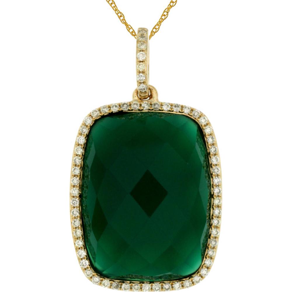 Luxurious 14K Yellow Gold Diamond and Agate Cushion-Cut Pendant