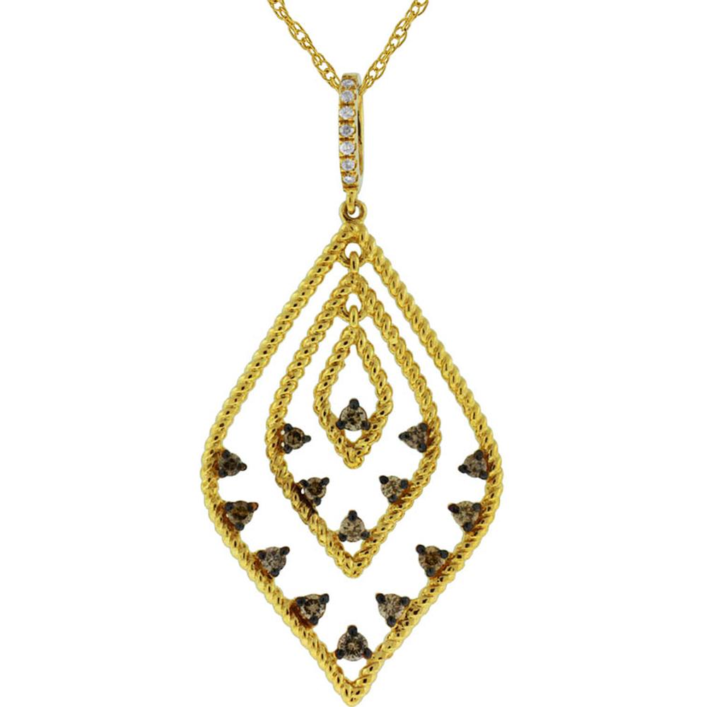 Luxurious 14K Yellow Gold Mocha Diamond and Diamond Pendant
