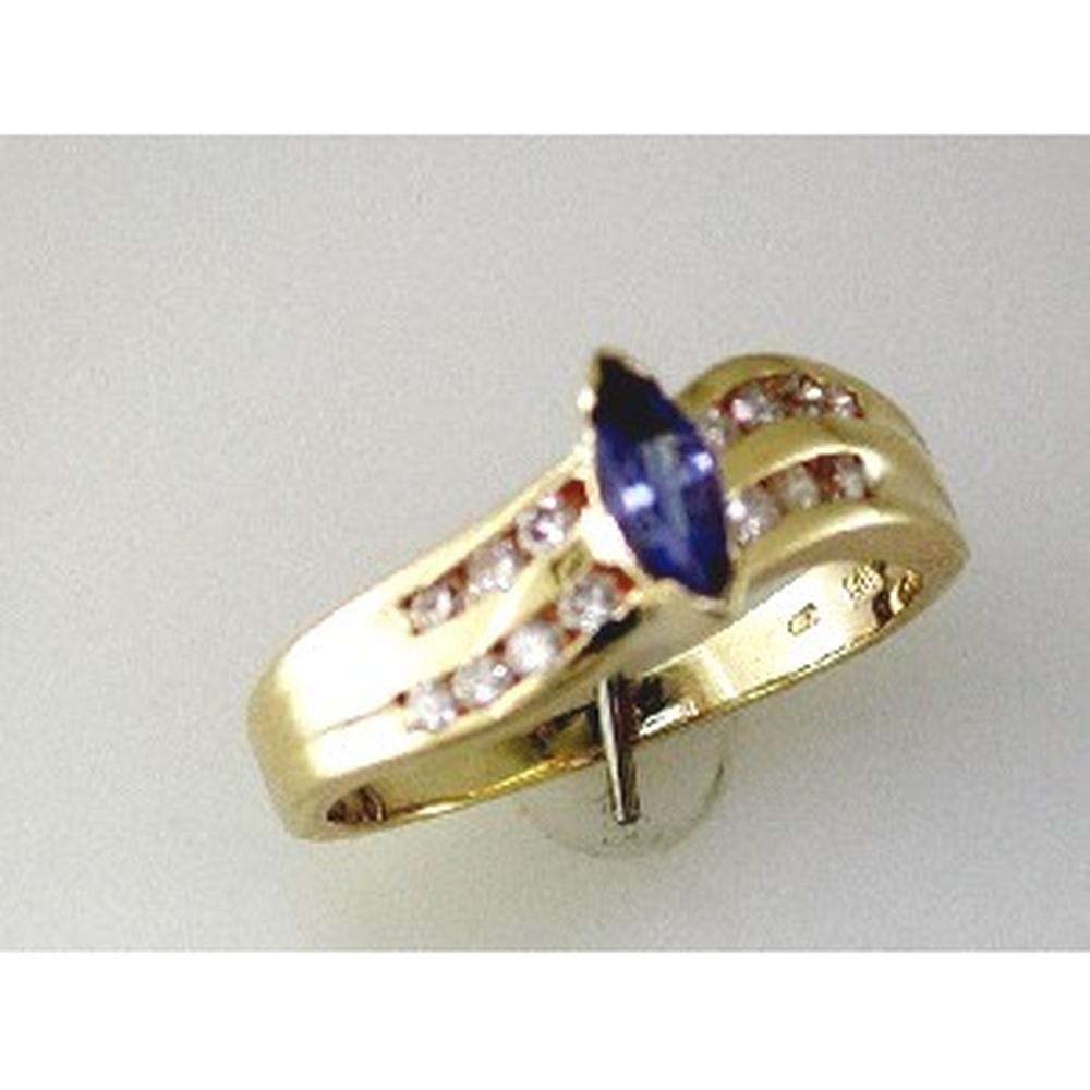 Luxurious 14K Yellow Gold Tanzanite & Diamond Marquise Ring