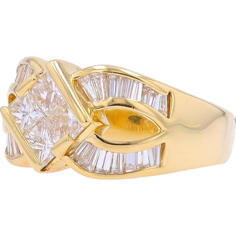 Luxurious 18K Yellow Gold Diamond Ring - 1.77 Carat Total Diamond Weight