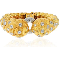 Luxurious David Webb Diamond Scroll Bracelet with Platinum & 18K Yellow Gold