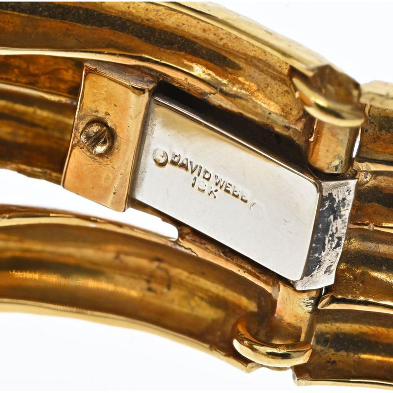 Luxurious David Webb Rock Crystal Bracelet with Platinum & 18K Yellow Gold