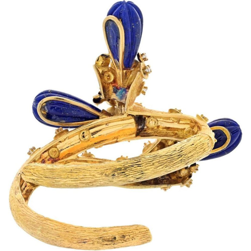 Luxurious David Webb Vintage Lapis Lazuli and Diamond Cuff Bracelet