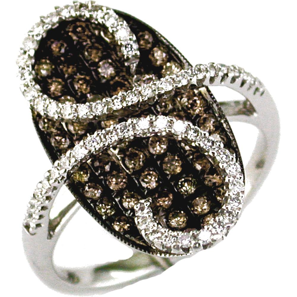 Luxurious Royal 14K White Gold Diamond & Mocha Diamond Ring - 1.15 Carat Total Diamond Weight