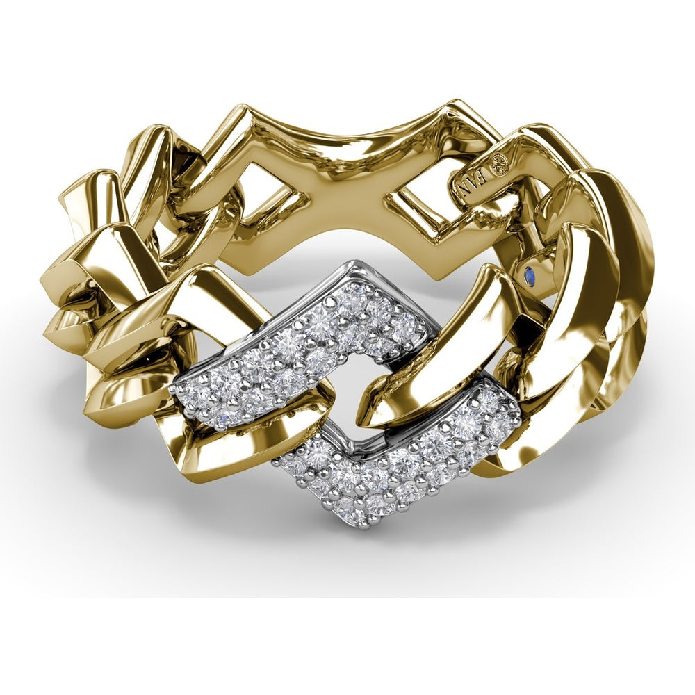 Lynq Band with Pavé Set Round Diamond Center Link by Fana - 0.21 Carat Total Diamond Weight