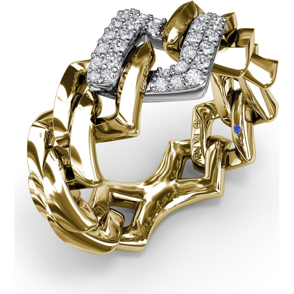 Lynq Band with Pavé Set Round Diamond Center Link by Fana - 0.21 Carat Total Diamond Weight