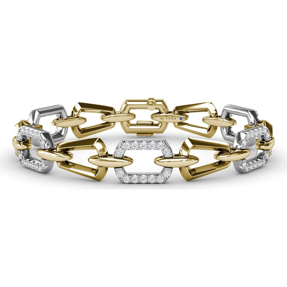 Lynq Bracelet with Interlocking Geometric Links and Pavé Set Round Diamonds by Fana - 1.75 Carat Total Diamond Weight
