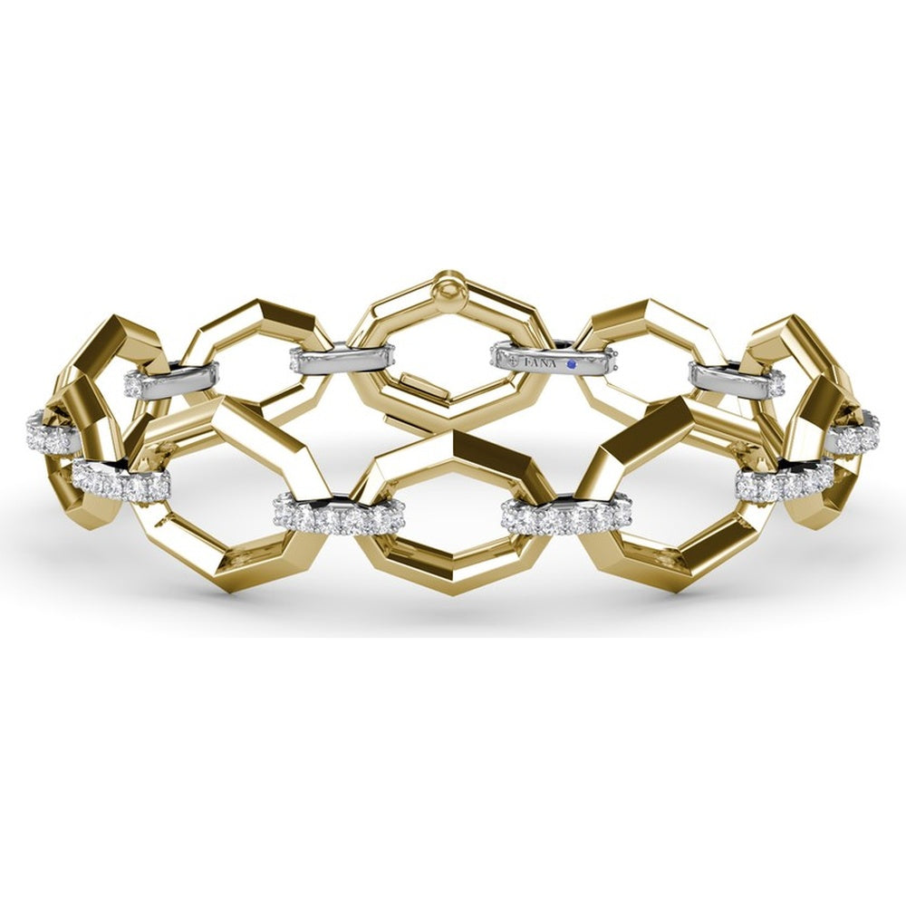 Lynq Bracelet with Interlocking Hexagonal Links and Pavé-Set Round Diamonds by Fana - 1.77 Carat Total Diamond Weight