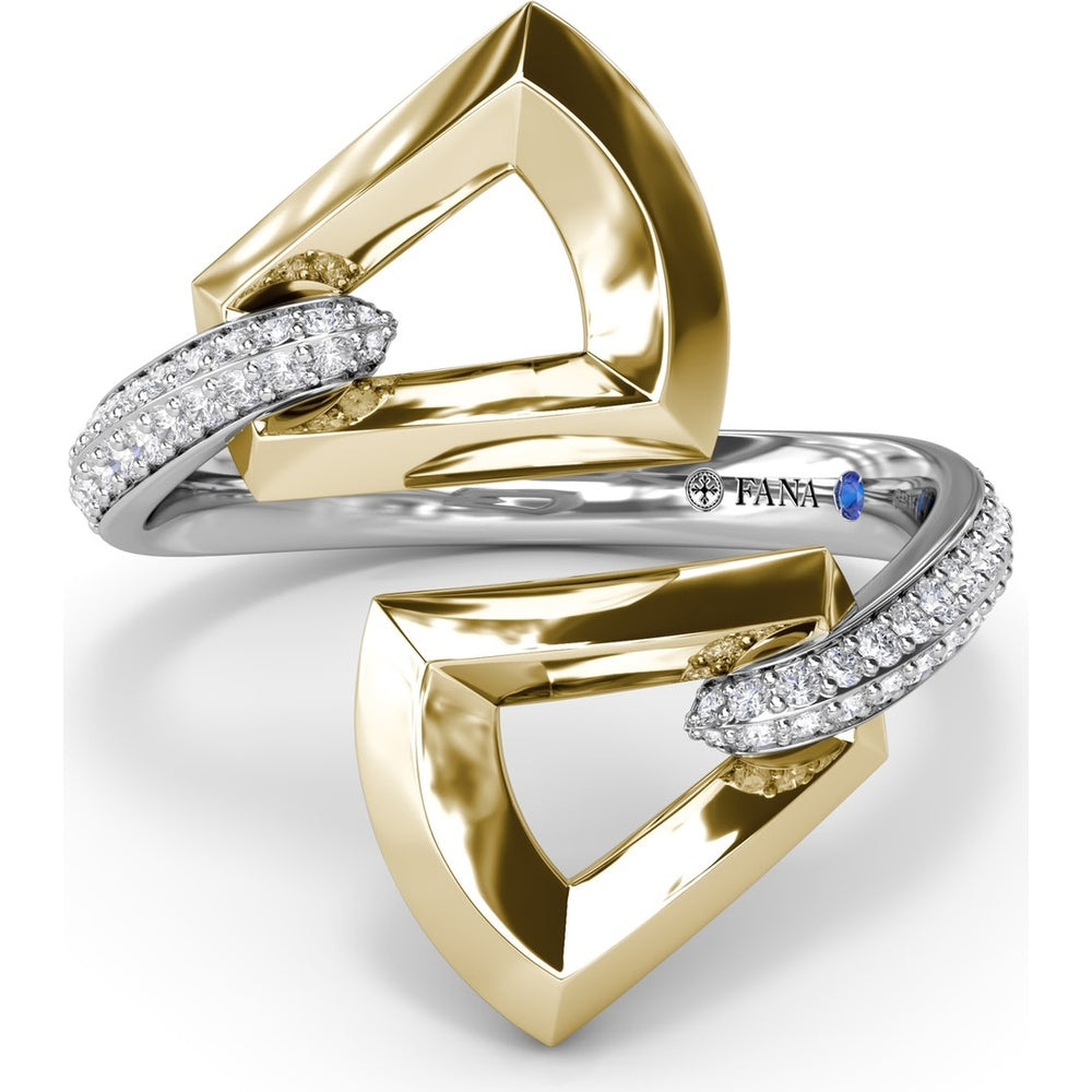 Lynq Bypass Ring with Pavé Set Round Diamonds by Fana - 0.26 Carat Total Diamond Weight