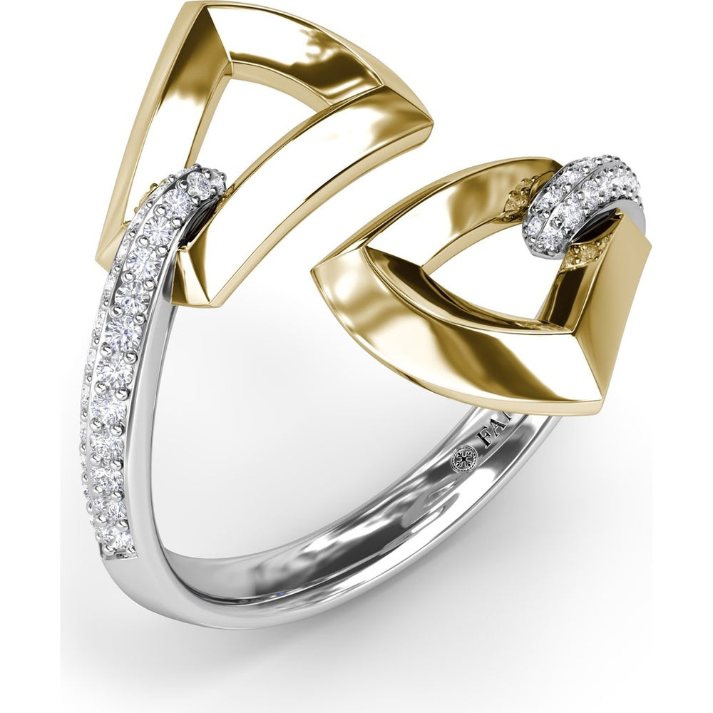 Lynq Bypass Ring with Pavé Set Round Diamonds by Fana - 0.26 Carat Total Diamond Weight