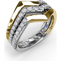Lynq Chevron Diamond Band with Pavé Set Round Diamonds by Fana - 0.73 Carat Total Diamond Weight
