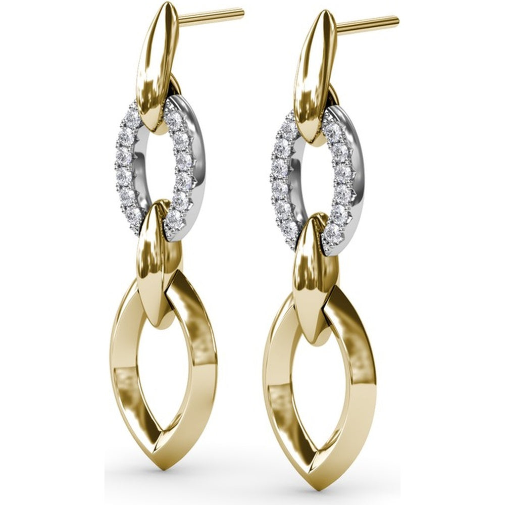 Lynq Drop Earrings with Interlocking Marquise-Shaped Links and Pavé Diamonds by Fana - 0.32 Carat Total Diamond Weight