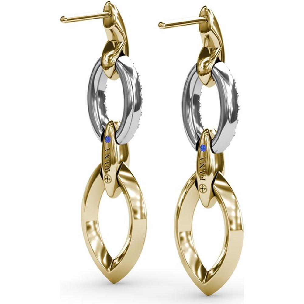 Lynq Drop Earrings with Interlocking Marquise-Shaped Links and Pavé Diamonds by Fana - 0.32 Carat Total Diamond Weight
