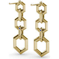 Lynq Drop Earrings with Linked Hexagon Openwork Frames by Fana