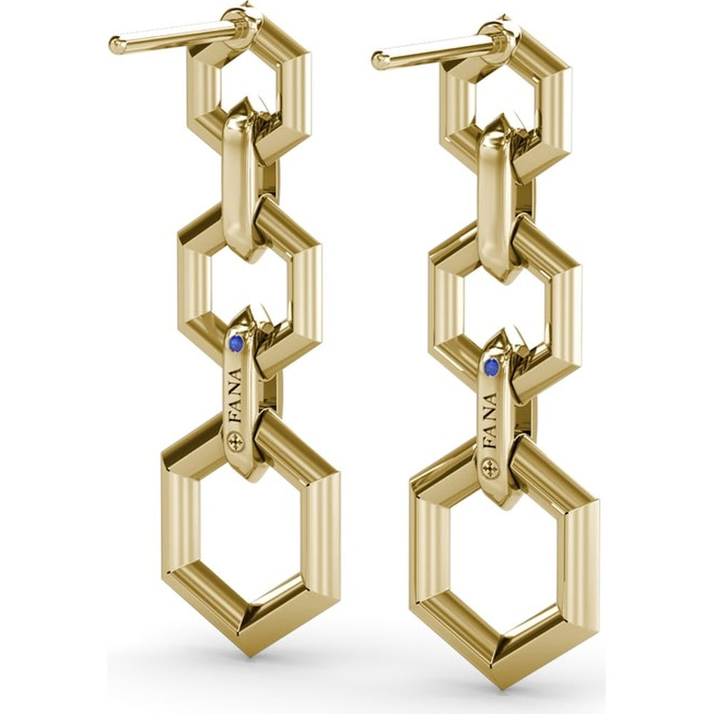 Lynq Drop Earrings with Linked Hexagon Openwork Frames by Fana