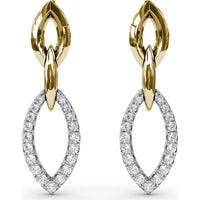 Lynq Drop Earrings with Openwork Tops and Pavé Diamond Marquise Dangles by Fana - 0.72 Carat Total Diamond Weight