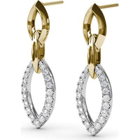 Lynq Drop Earrings with Openwork Tops and Pavé Diamond Marquise Dangles by Fana - 0.72 Carat Total Diamond Weight