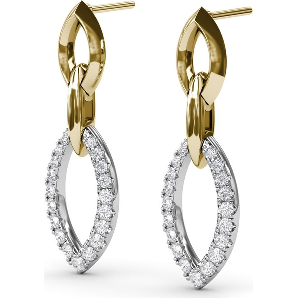 Lynq Drop Earrings with Openwork Tops and Pavé Diamond Marquise Dangles by Fana - 0.72 Carat Total Diamond Weight