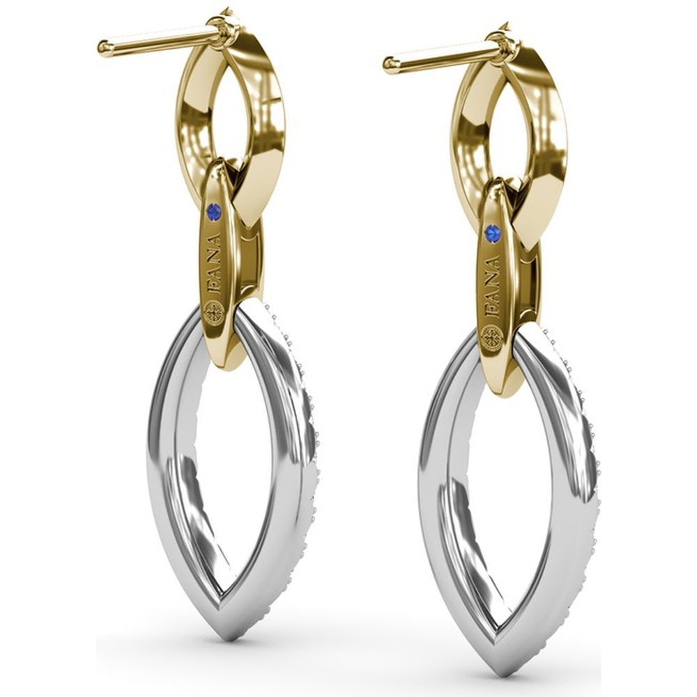 Lynq Drop Earrings with Openwork Tops and Pavé Diamond Marquise Dangles by Fana - 0.72 Carat Total Diamond Weight