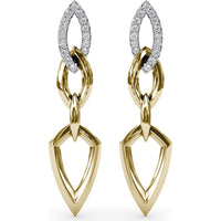 Lynq Drop Earrings with Pavé Diamond Marquise Link and Pointed Shield Drop by Fana - 0.42 Carat Total Diamond Weight